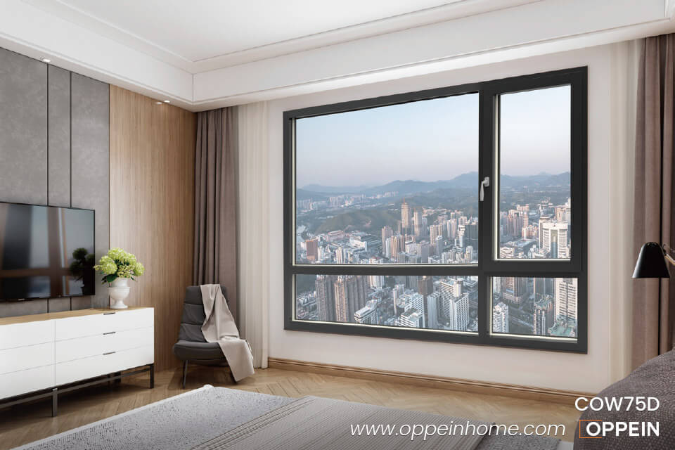 Cửa sổ nhôm phòng ngủ dễ vệ sinh COW75D